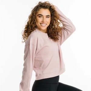 ✨ ZYIA Blush Textured Crop sweatshirt size L EUC
